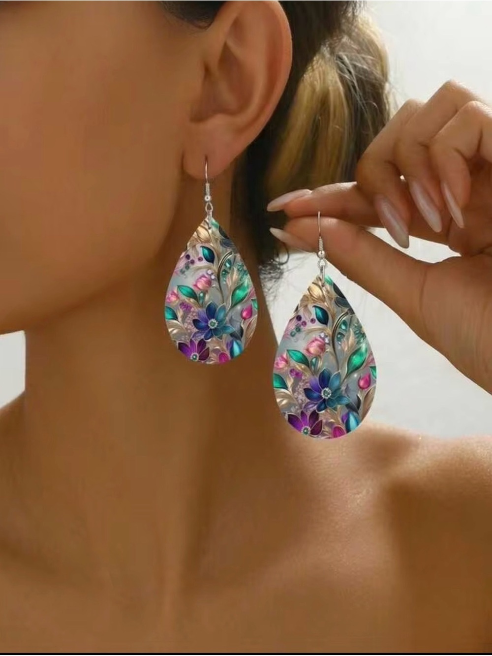 Beginning Boutique Teardrop Earrings in Blue, Purple & Teal